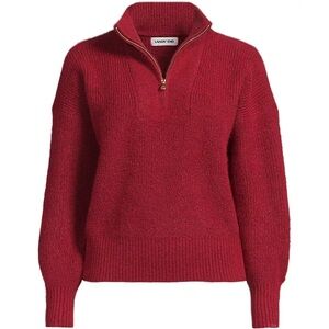 Lands' End Women's Fuzzy Wedged Quarter Zip Sweater